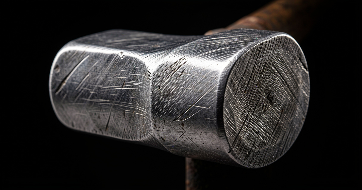 Close-up of forged iron showing grain structure and smooth surface