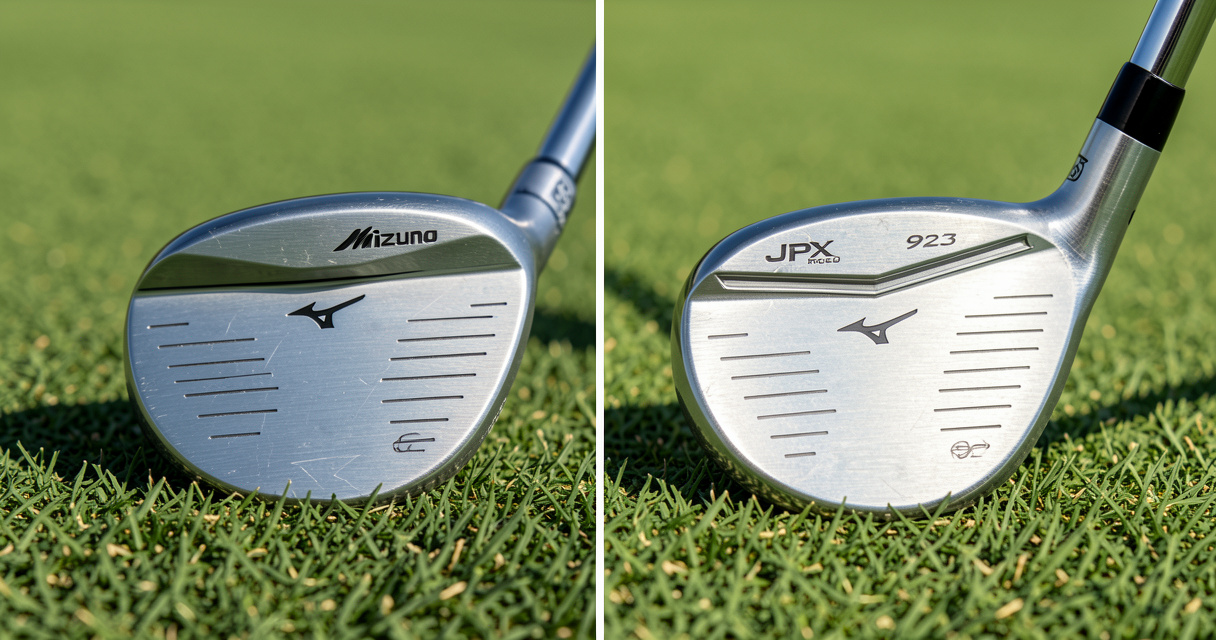 Comparison of JPX 923 Forged iron and competitor iron lofts on golf green