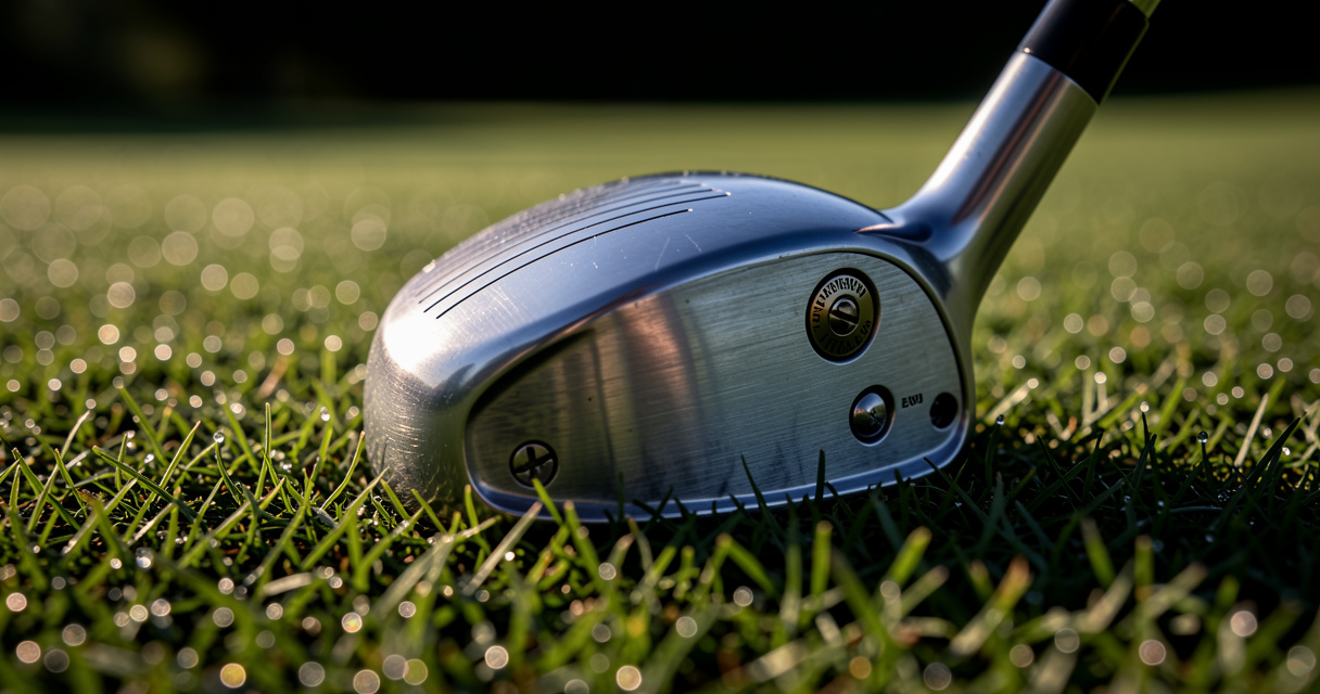 Close up of a hollow body iron head with thin face and tungsten weighting