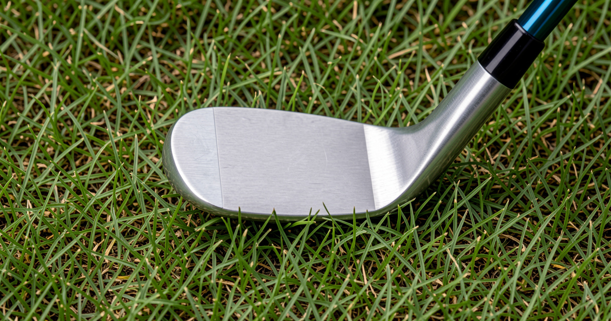 Ball position forward in stance near front heel for chipping with bounce wedge