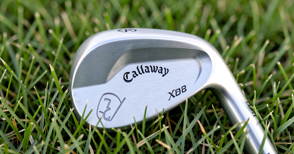 Callaway X Forged 2007 iron head with notch back cavity on grass