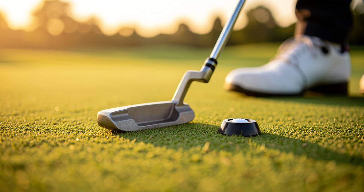 Golfer placing a ball marker behind ball on green, golf rules quiz preparation