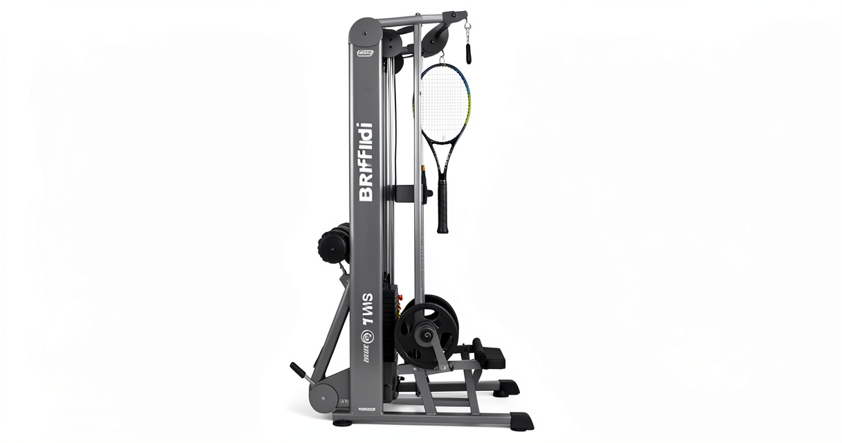 Briffidi SW1 swing weight machine with tennis racquet mounted for measuring swing weight