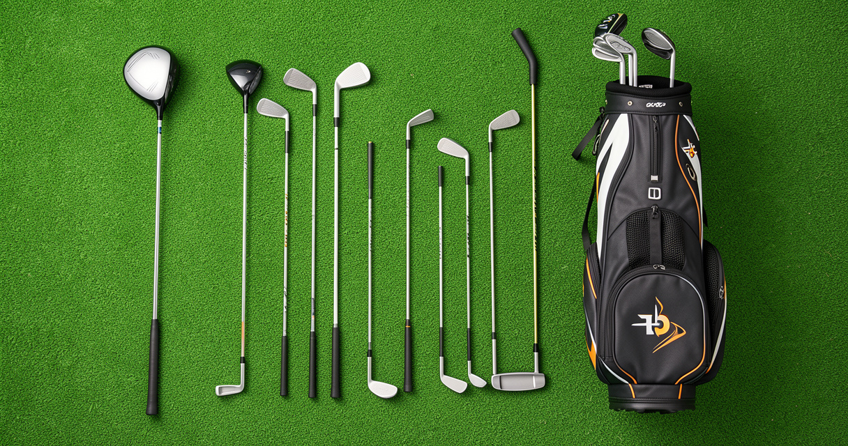 Complete US Kids Tour Series junior golf club set laid out on green grass