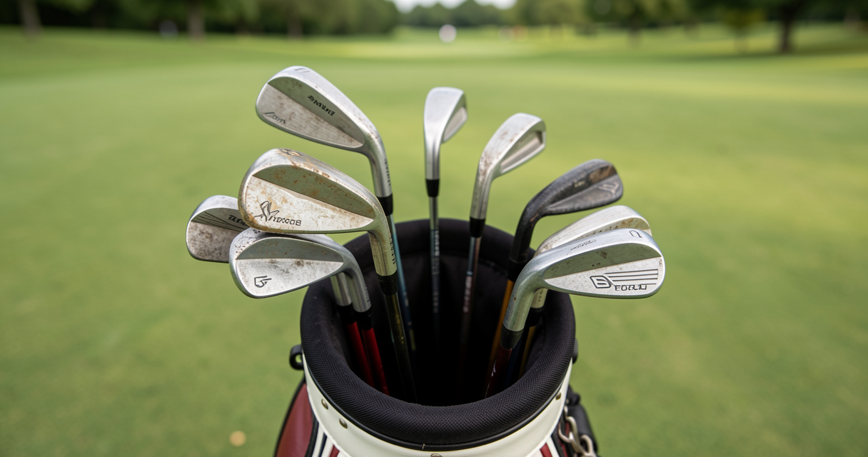 Best used irons for mid handicap in a golf bag on the course