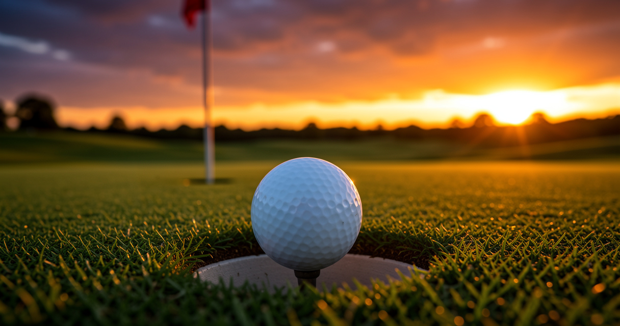 Close-up of a golf ball in the hole for rarest golf scores and terms