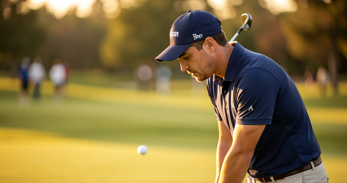 Golfer wearing a Ben Hogan adjustable golf hat on the course